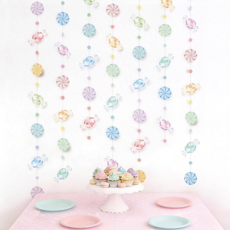 Wedding Decor Supply Store - ของตกแต่งงานปาร์ตี้แคนดี้แลนด์ พวงมาลัยลูกอม ลูกอมแบบแขวน แบนเนอร์กระดาษรูปขนมหวาน ของตกแต่งงานวันเกิด งานเลี้ยงฉลองเด็กแรกเกิด