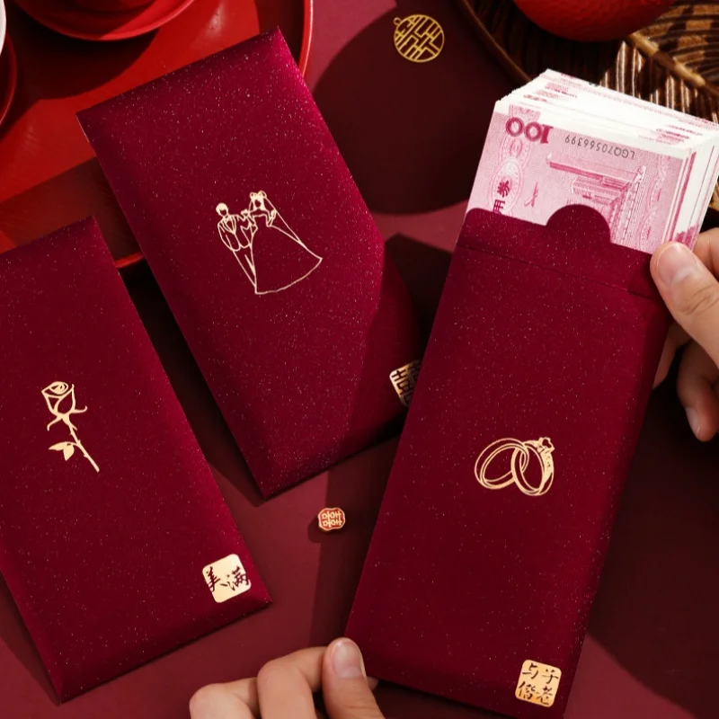 6 ชิ้น/แพ็ค ซองจดหมายสีแดงแบบจ - Wedding Envelopes บทวิจารณ์และราคา