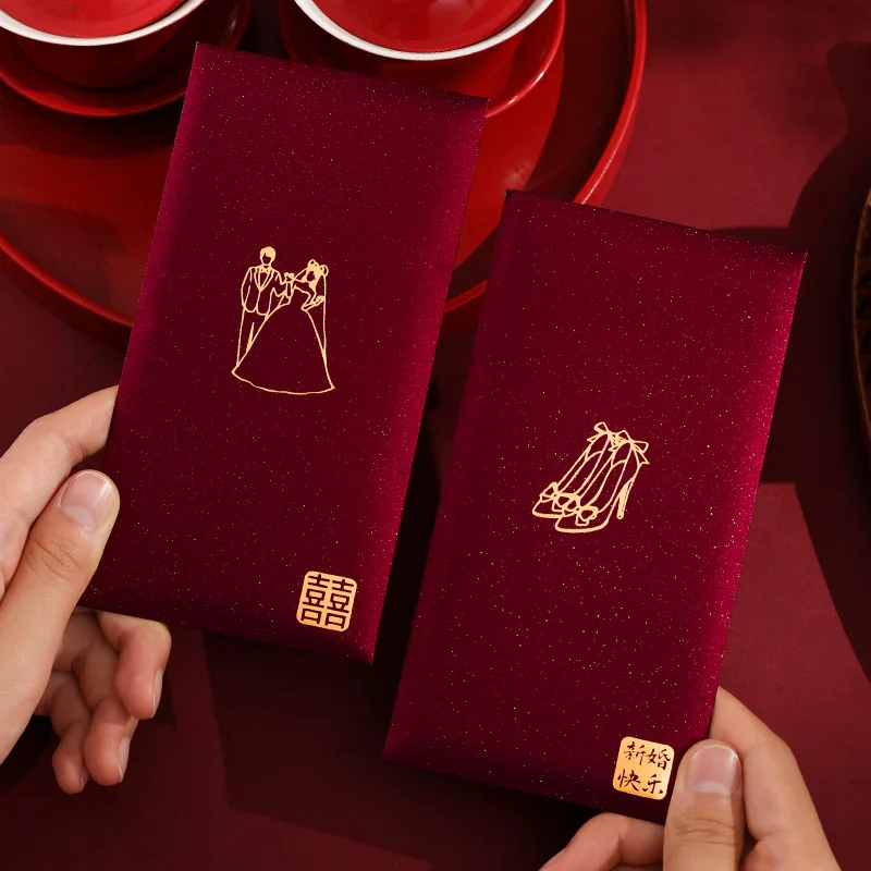 6 ชิ้น/แพ็ค ซองจดหมายสีแดงแบบจ - Wedding Envelopes บทวิจารณ์และราคา