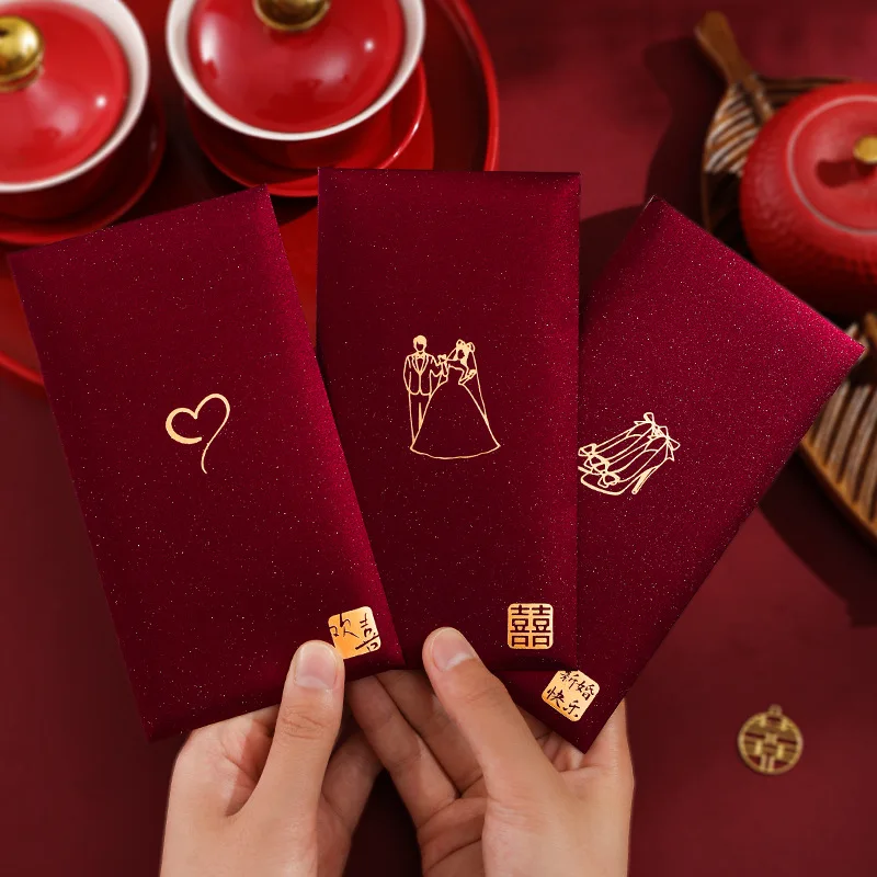 6 ชิ้น/แพ็ค ซองจดหมายสีแดงแบบจ - Wedding Envelopes บทวิจารณ์และราคา